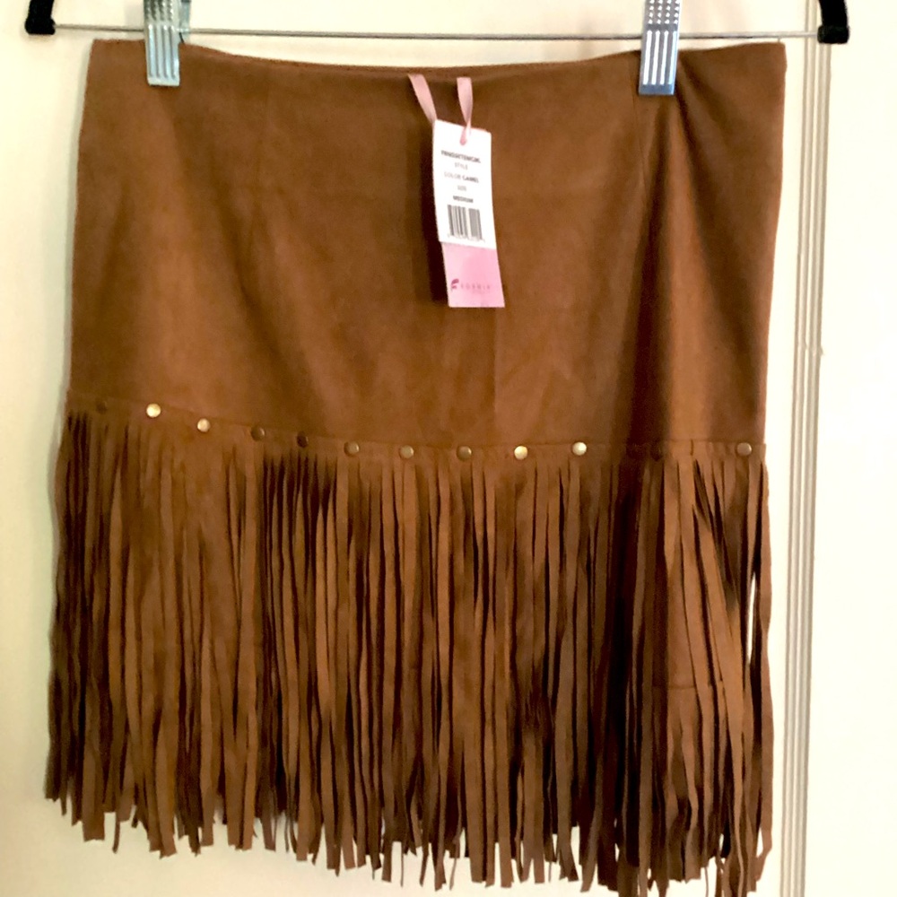 Faux Suede Fringe skirt